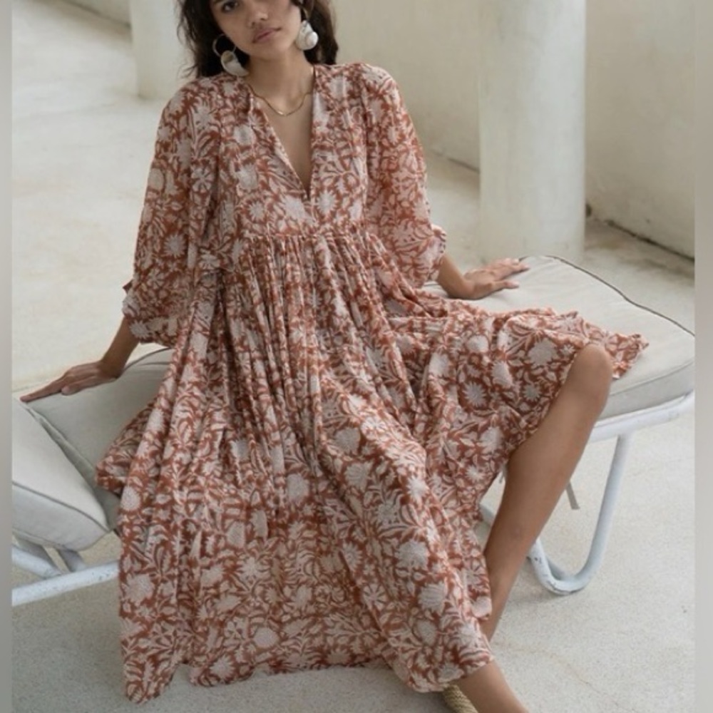 Daughters of India Kyra Midi Dress in Caramel